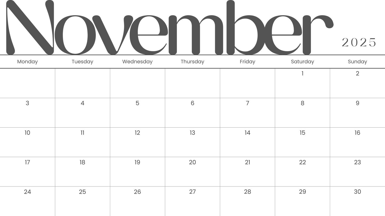 Free And Printable November 2025 Calendar Templates | Canva with November 2025 Calendar Blank