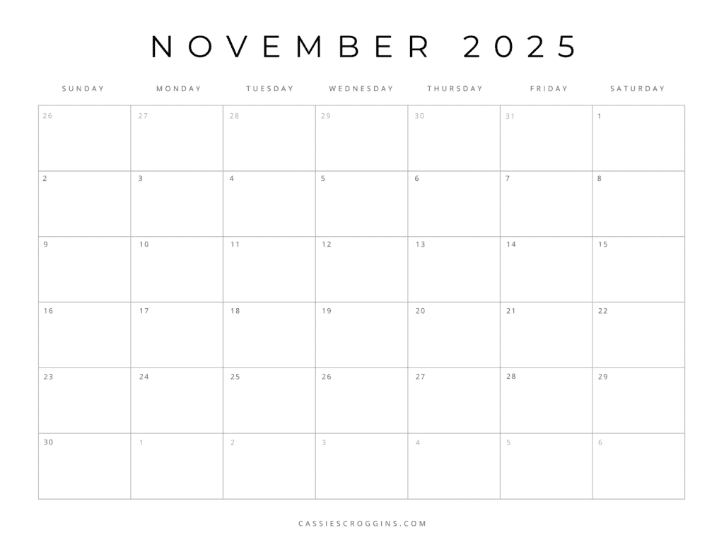 Free Printable 2025 Blank Calendar Templates (All 12 Months) regarding November 2025 Calendar Blank