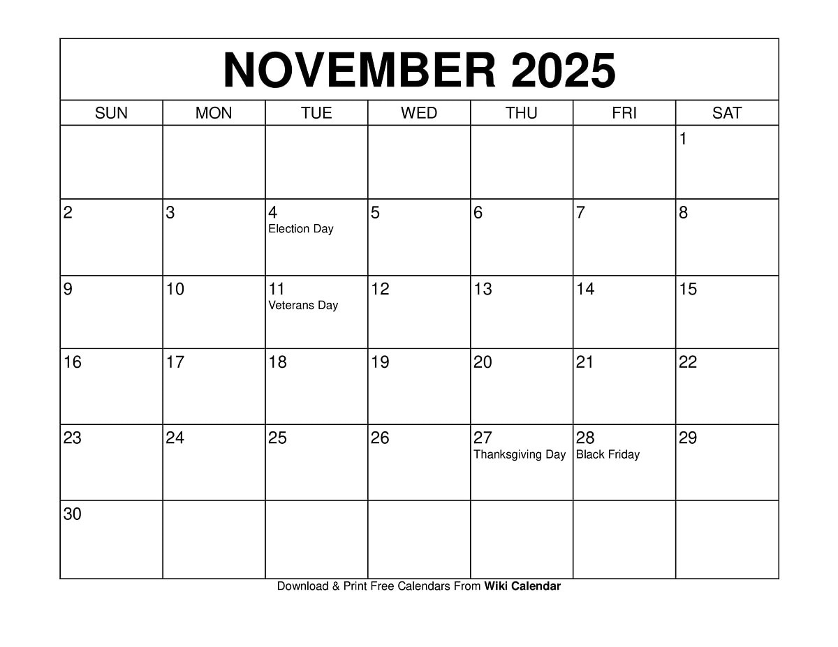 November 2025 Calendar - Printable Templates & More with Printable Calendar November 2025 with Holidays