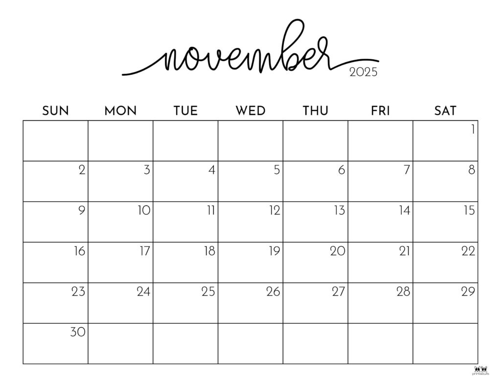 November 2025 Calendars - 107 Free Printables | Printabulls intended for Printable Calendar November 2025 FREE